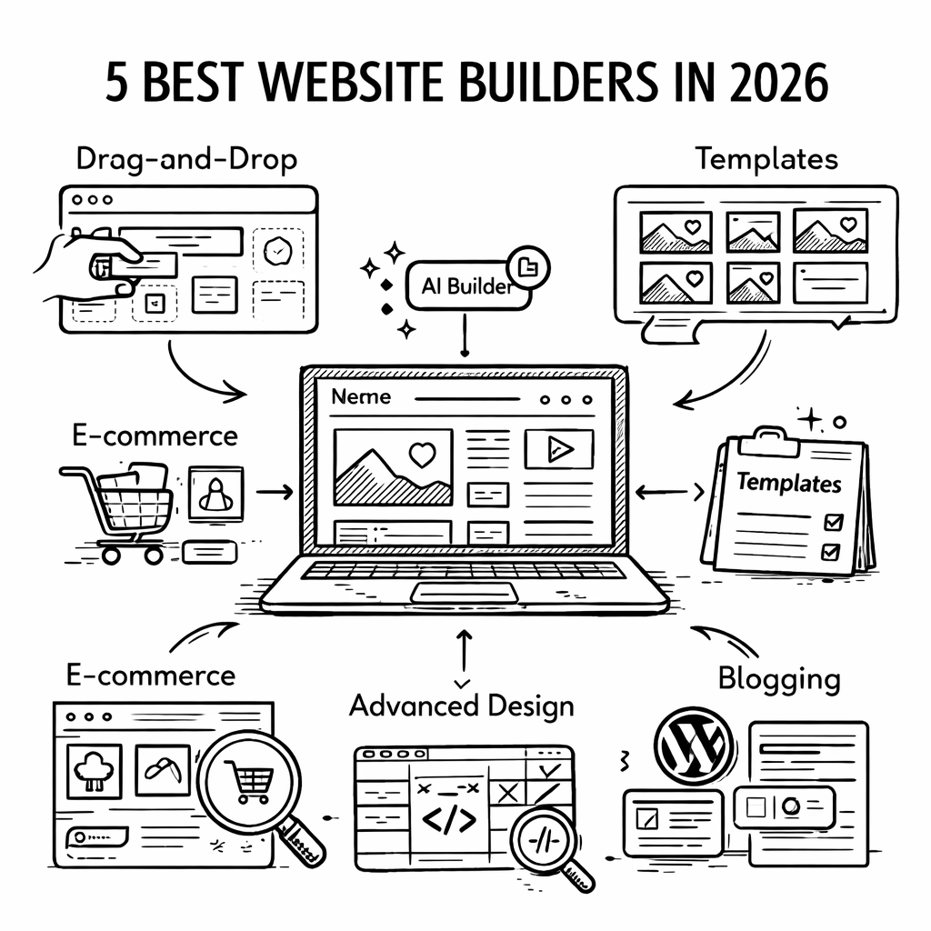 5 best website builders in 2026 - comparison illustration